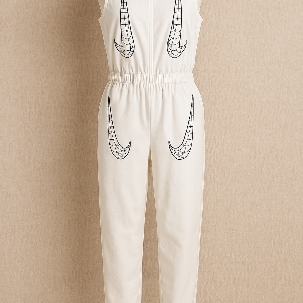 Stylish Cream Jumpsuit with Graphic Design